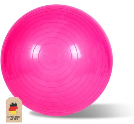 EmpireAthletics – Anti-Burst Elastic Exercise Ball 29,5 inch Ø with Foot Pump - Swiss Ball Gym Fitness Yoga Pilates Rehabilitation Birthing Body Balance Sitting Ball Office Chair in PINK