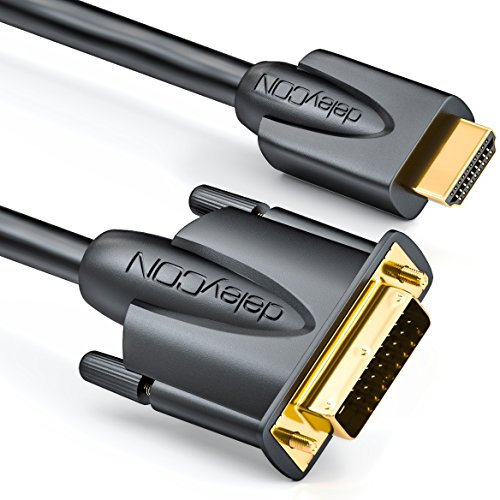 deleyCON 0,5m HDMI zu DVI Kabel - HDMI Stecker zu DVI Stecker 24+1-1080p FULL HD HDTV 1920x1080 - vergoldete Kontakte - TV Beamer PC - Schwarz