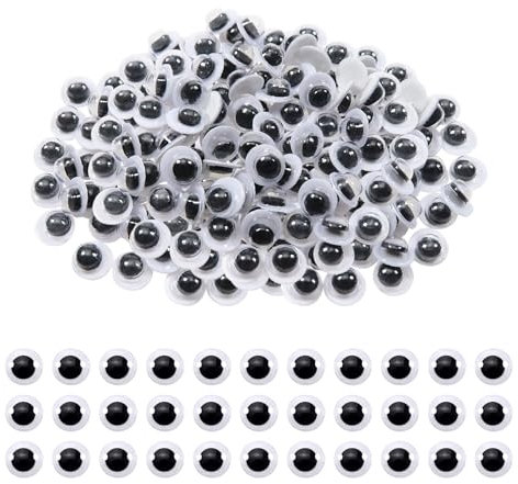 TOAOB 100 Stück Selbstklebend Wackelaugen Runde Schwarz Weiß 5mm Kunststoff Augen für Scrapbooking Kunsthandwerk Puppe Zubehör