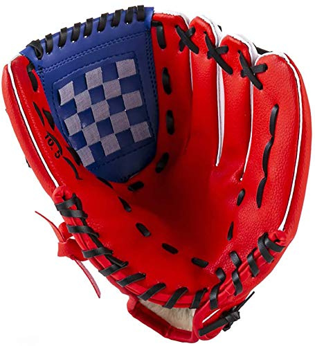 ZYYRSS Guanto da baseball Guanti da softball con pelle PU da baseball regolabile e confortevole, taglie per adulti e giovani - Lancio della mano destra-12,5 pollici (Rosso)