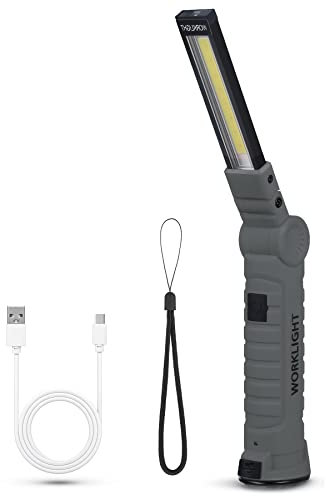 Suranew LED Taschenlampe Arbeitsleuchte Werkstattlampe COB Inspektionsleuchten Wiederaufladbare mit Haken zum Aufhängen und Magnet Basis für Camping, Wandern und Notfälle