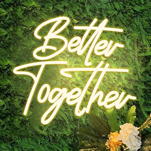 DAKABUKA LED-neonskylt med ”Better Together”, bröllopsskylt, lampa för möhippa, väggdekoration, förlovning, jubileumsfest, med dimbar strömbrytare, 5 V, USB-driven, varmvit (37 x 33 cm)