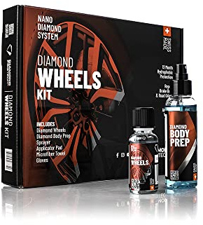 Diamond ProTech Wheels Kit - Trattamento per Cerchi in Lega e Cerchioni, Pulisce, Lucida e Protegge Fino a 12 Mesi - Trattamento Spray, Detergente, 1 Panno in Microfibra, Guanti