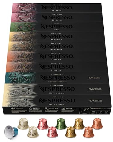 NESPRESSO ORIGINAL, Master Origin Collection, Auswahl von hellen, mittleren und dunklen Röstungen, 100 Kaffeekapseln