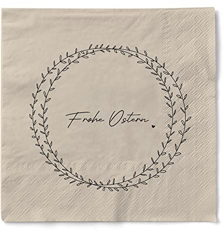 Sovie HOME Serviette Frohe Ostern - Happy Easter aus Tissue 33 x 33 cm, 20 Stück - Ostergrüße Blätterkranz