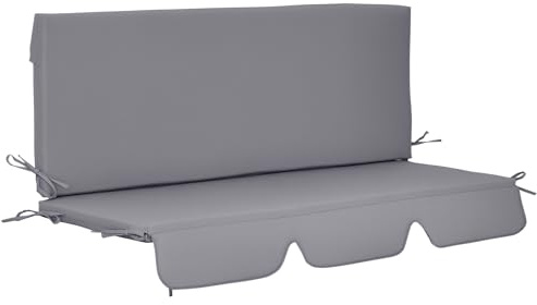 Outsunny Cuscini da Esterno in Gommapiuma e Poliestere per Dondolo da Giardino 3 Posti con Lacci di Fissaggio, 2 Pezzi da 130x45x5 cm, Grigio Scuro