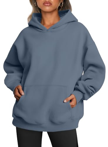 Trendy Queen Överdimensionerade huvtröjor i fleece för kvinnor, sweatshirts, höstmode, pullover, tröjor, vinterkläder