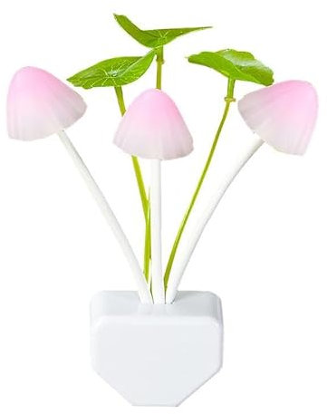 Luces nocturnas de pasillo Setas Luminosas, Luz nocturna infantil con sensor de luz y con forma de 3 Setas para un Hogar Encantador, enchufe quitamiedos para bebe e infantil