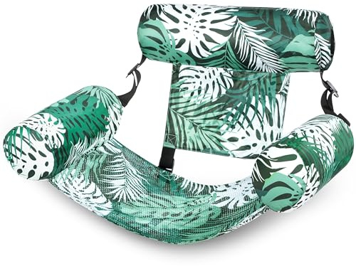 SLOOSH Pool Floats Chairs Adult,Inflatable Pool Lounge,Plant Pattern Floating Mat Hammock,Blow up Water Chairs Noodles rafts for Party Summer Water Beach Fun