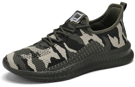 LCGJR Men's Walking Shoes Ultra Light Running Shoes Breathable Casual Fashion Sneakers Comfortable Mesh Workout Shoes Camo 9.5