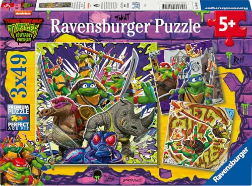 Ravensburger barnpussel 12004012 - Ninja Turtles - 3x49 bitar Ninja Turtles pussel för barn från 5 år och uppåt