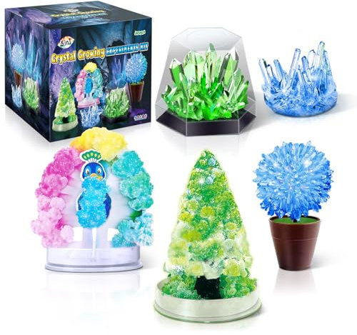 JOPSHEEN 5 Kristalle Selber Züchten-Kit Experimentierset, Wissenschaft Experimente für Kinder, Crystal Growing Kit, Mitbringsel, Geschenk, Kristalle in deinen Lieblingsfarben