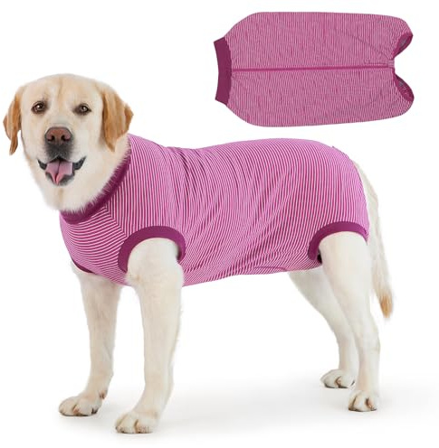 Cyponpy Combinaison Chien avec Fermeture éclair Body Chien Post Operatoire Femelle Male Chemises pour Chiens Après Opération Body Stérilisation Alternative au Collerette Chiens Castration Fuchsia L