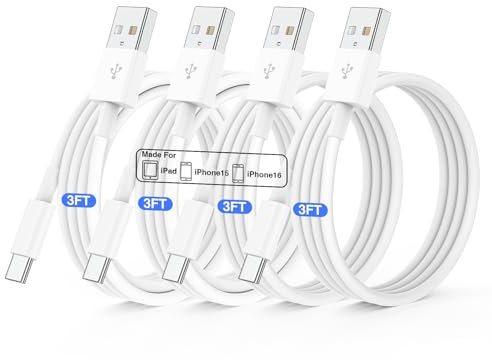 QZIIW 4Pack Apple USB C Fast Charging Cable 3FT for iPhone 18 17 16 Pro max
