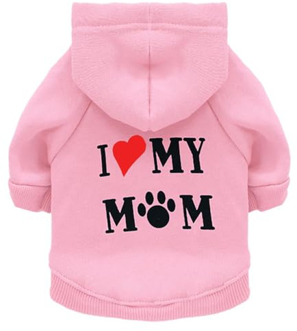 Izefia J'aime Mère - Felpa con cappuccio in cotone caldo per cane e gatto, abbigliamento invernale