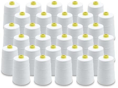 DOJA Barcelona | fil À Coudre sac | 30 Bobines Fil Blanc Polyester 12S/20S 4 Fils Couture 200g 1020m Bobine Fil
