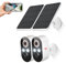 GlowPop Wireless Solar Security Camera with Spotlights, Battery Powered, AI Human Detection, 2-Way Talk, Color Night Vision, Cloud Storage, 2.4G WiFi (2-Pack)
