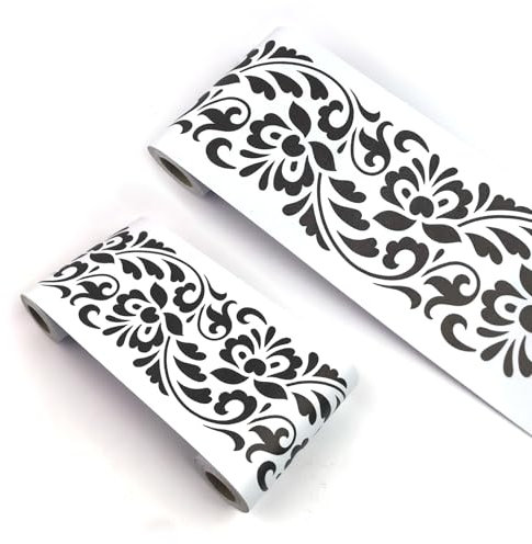 VisitRyl Frise Murale Autocollante Noir et blanc yx312 12cm X 1000cm Adhésive Réutilisable pour Décoration Intérieure Facile à Poser