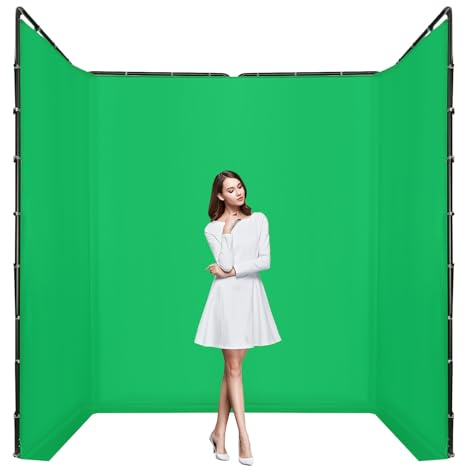 Greenscreen 4 x 2,4 m med stativ, grön skärmbakgrund för fotostudio och streaming, Chroma Key bakgrund fotografi set med transportväska, perfekt för YouTube och videoinspelning