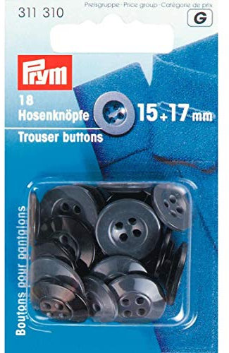 Hosenknöpfe Kunststoff schwarz/grau 15 + 17 mm