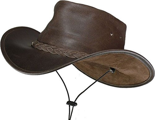 Harrys-Collection Damen Herren Leichter Lederhut aus Rindleder in 3 Farben!, Größe:XL, Farben:dunkelbraun