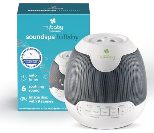 MyBaby, SoundSpa Lullaby - Sounds & Projection, Plays 6 Sounds & Lullabies, Image Projector Featuring Diverse Scenes, Auto-Off Timer Perfect for Naptime, Powered by an AC Adapter