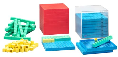 WISSNER® Dienes Dezimal Rechensatz 132 Teile – farbiges RE-Plastic Rechenmaterial, nachhaltig, langlebig, für Grundschule & Mathematikunterricht
