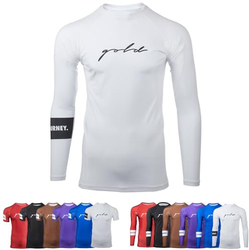 Gold BJJ Foundation Ranked Rashguard - No-Gi und Gi Jiu Jitsu Rash Guard - Wei� - X-Small