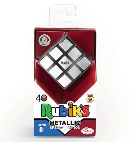 ThinkFun - 76430 - Rubiks Cube Metallic - Der Klassiker, der original Rubik's Zauberwürfel mit Metallic-Effekt. Das Sammlerobjekt für jeden Rubiks-Fan ab 8 Jahren.