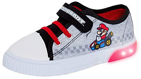 Super Mario Boys Light Up Canvas Trainers KDS Mario Kart Canvas Pumps mit blinkenden Lichtern