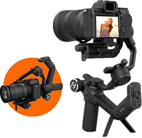 FeiyuTech SCORP-C Camera Estabilizador, Gimbal para Cámara DSLR, Feiyu Gimbal Compatible con Sony/Nikon/Canon/Panasonic/Fujifilm, Carga útil de 5.5 Libras, Empuñadura Trasera, Cámara Estabilizador