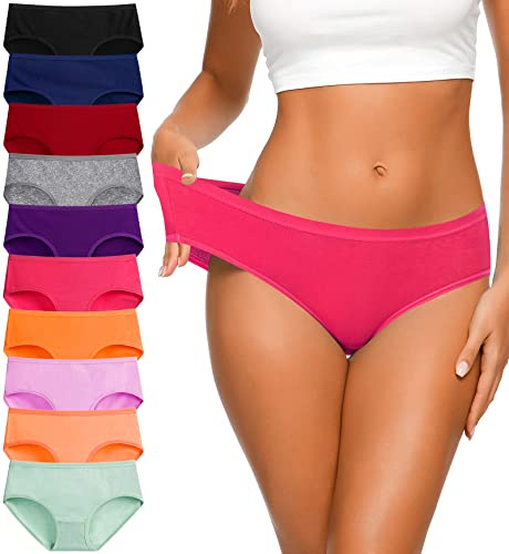 Eiggam Womens Underwear Cotton Hipster Panties Soft Stretch Womens Bikini Underwear Full Coverage Briefs Breathable Moisture Wicking Underwear Women Pack (Size S)