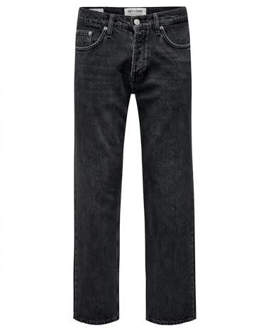 ONLY & SONS Onsedge Loose Blk 6985 Dnm Jeans Noos Jeans, Hombre, Black Denim, 36W / 34L