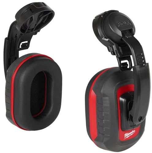 Casque de Chantier Bolt Milwaukee Earmuff Rouge Isolant Anti Bruit pour Travailleurs de la Construction Unisex
