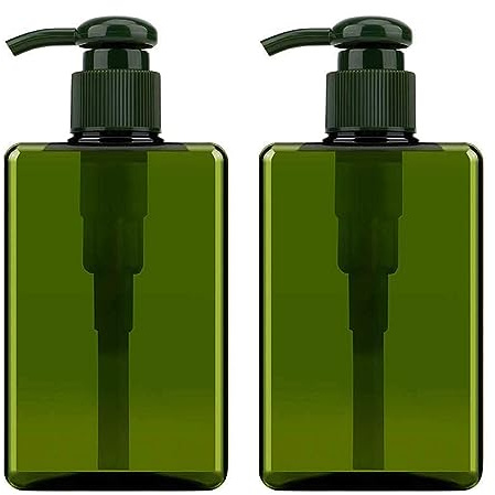 Apstaqeoo 2 st 100 ml tomma lotionpumpdispenser, påfyllningsbara plastpumpflaskor, resebehållare med 6 etiketter för lotion, schampo, balsam, kroppstvätt, hårgel, flytande handtvål, massageolja (grön)