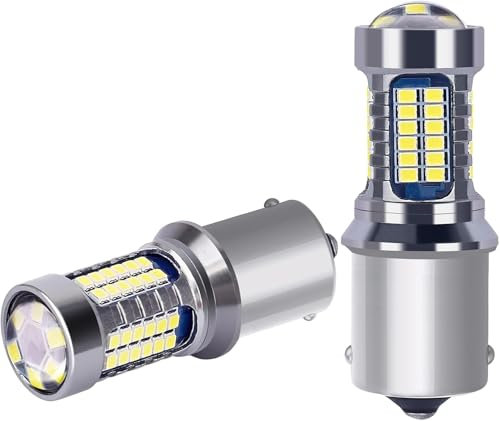 P21W BA15S 1156 LED Bulbs 12V 24V 6W 6000K For Car LED Backup Reverse Lights, Rear Fog Light, DRL Daytime Running Light, Rv Interior Lights White. 2Pcs