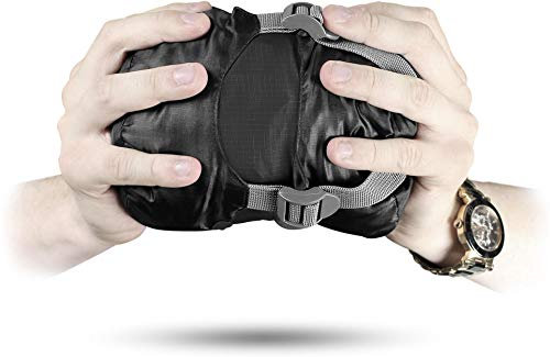 Ultralight Schlafsack Runty KOMPAKTE GRÖßE! 3D Mikrofaser Microtech Füllung, wasserdichter Sommerschlafsack Farbe Dunkel-Schwarz Größe 210 cm x 75 cm x 60 cm (Rechts)