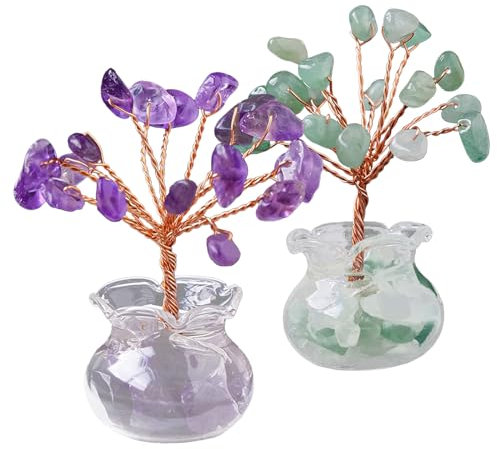 Fayemint 2 Stücke Heilung Kristall Geldbaum, Polieren Kristallbaum, Feng Shui Bonsai, für Reichtum Glück Hause Deko