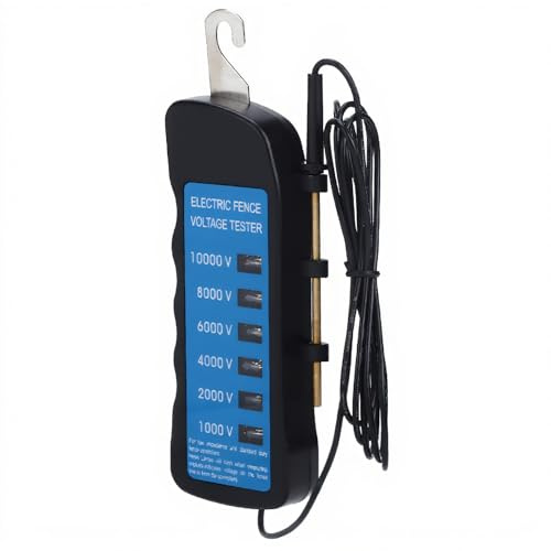 Tester di tensione del recinto elettrico, tester di tensione con luce 6pcs, 10000V Digital Electric Fence Tester Fault, strumento portatile impermeabile per l'azienda agricola, bestiame