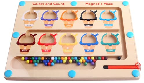 SenaiMy Laberinto de Madera, Juego de Combinación de Colores & Clasificación, Juguetes para Motricidad Fina