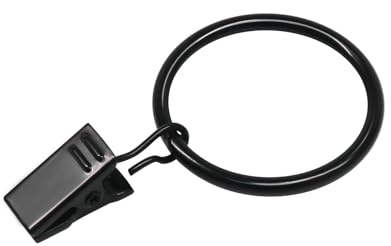 Coideal Curtain Rings with Clips Black - 40 Pcs Metal Drapery Clip Ring 1.26 in Interior Diameter, Fits up to 1 in Curtain Rod
