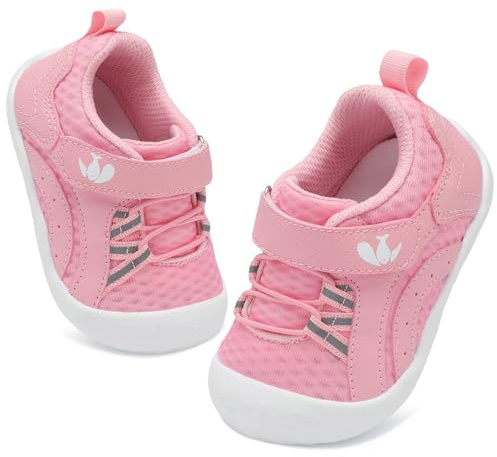 FEETCITY Baby Walking Shoes Breathable Infant Sneakers Girls Boys Slip-On Shoes Wide Toe Box Baby Shoe Toddler Barefoot Shoe Pink