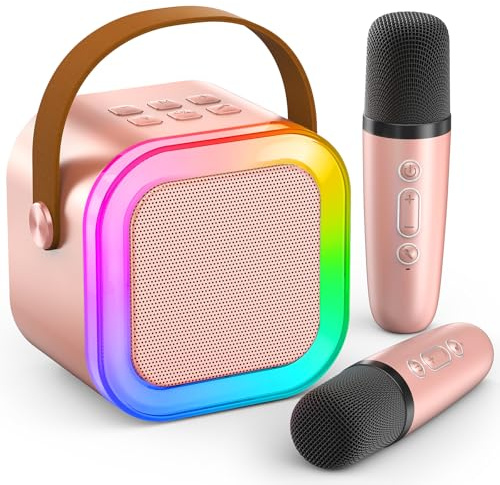 Machine à karaoké pour enfants avec 2 microphones IROO – Mini machine de karaoké Bluetooth avec effets de changement de voix – Cadeaux d'anniversaire pour filles – Prend en charge smartphone/iPad