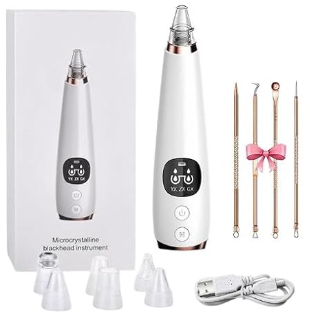 Extractor de Puntos Negros Profesional - Extractor de Espinillas, Granos y Poros Obstruidos con 5 Niveles de Succión Ajustable, Pantalla LED, Recargable y Portátil para Todo Tipo de Piel