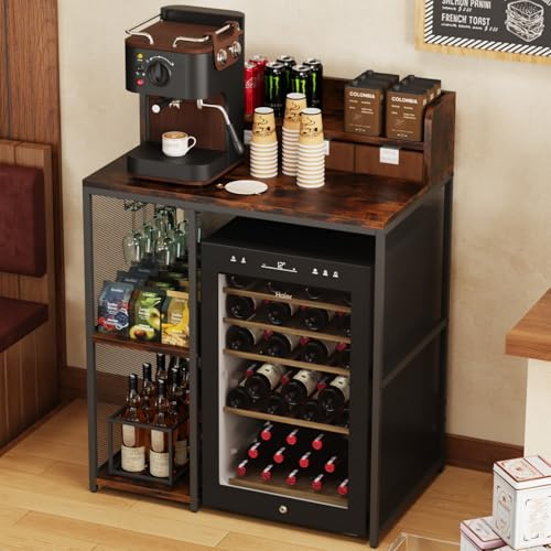 4-Tier Industrial Style Mini Fridge & Microwave Oven Stand (Rustic Brown)