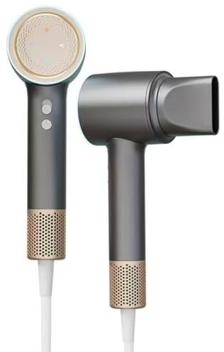 2025 Nuovo asciugacapelli professionale ionico con ugello testa Hair Dryer portatile 3 tenature 1600 W 110.000 RPM, tecnologia AI e 200 milioni di ioni negativi per la casa,viaggio,palestra