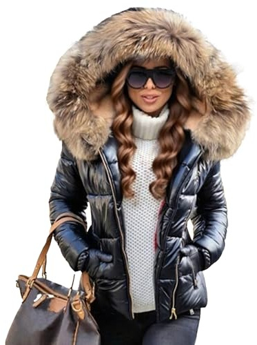 Doudoune matelassée à capuche pour femme, manteau d'hiver matelassé avec col en fourrure, doudoune à capuche, parka d'extérieur