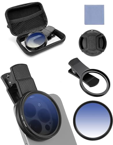 HUVZOR 52mm Clip-on Filtro Polarizador Circular para Teléfono,Marco de metal,Filtro CPL para Teléfono Móvil Lente con Clip Compatible con 16 15 Pro MAX 14 13 12 11