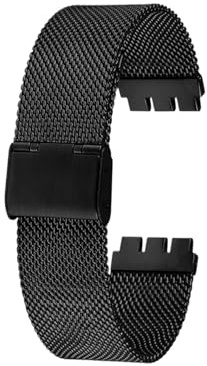 BGFFDSZ Kompatibel mit Swatch IRONY YAS112 /YGS749 Herren-Uhrenkette aus feinem Stahlgewebe, Metallarmband der YIS YVS-Serie, 17 mm, 19, 20, 21(Black 1,19mm)