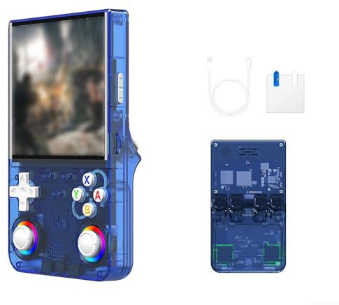 R36 Ultra Console di gioco portatile da 128 GB Display HD da 4 pollici con design retrò per viaggi e viaggi (blu)